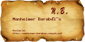 Manheimer Barabás névjegykártya